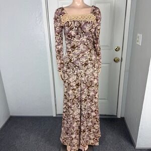 Vintage 70s Bill Berman Susie Craig California Dress Polyester Knit Floral E3-9